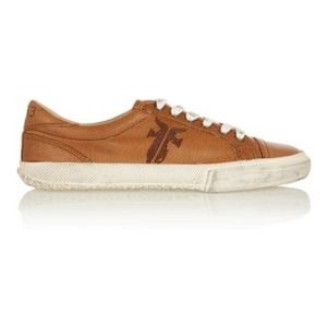 FRYE Kira Distressed Leather Lace-Up Deck Sneakers Women’s 6.5 | Light Brown
